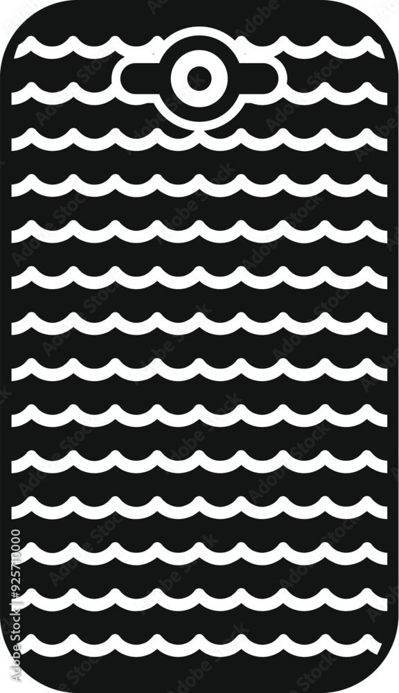 Poster smartphone showing wave pattern on the back cover icon. simple illustration of smartphone showing wa