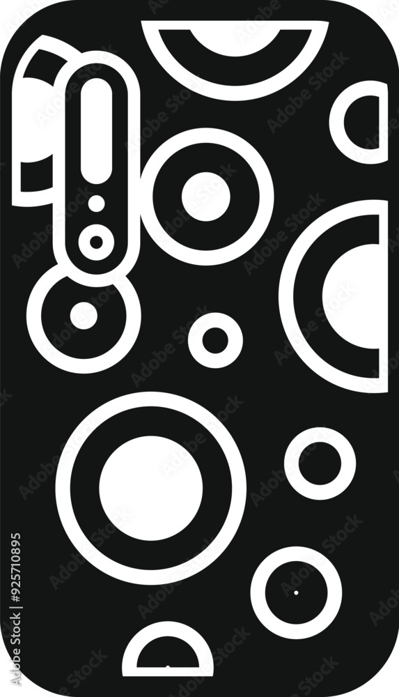 Poster modern smartphone showing triple camera design with geometric pattern, ideal for explaining innovati