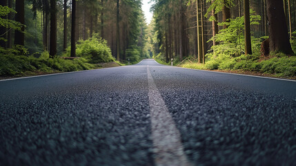 Obraz premium a beautiful asphalt road passing through green forest, wallpaper, background 