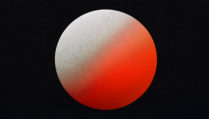  Color gradient circle grainy black background, red orange gray white sphere noise texture abstract