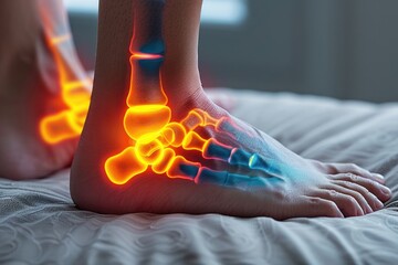 X-ray Image of a Human Ankle Showing Inflammation and Pain