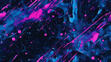 dynamic electric blue and neon pink paint splatter art