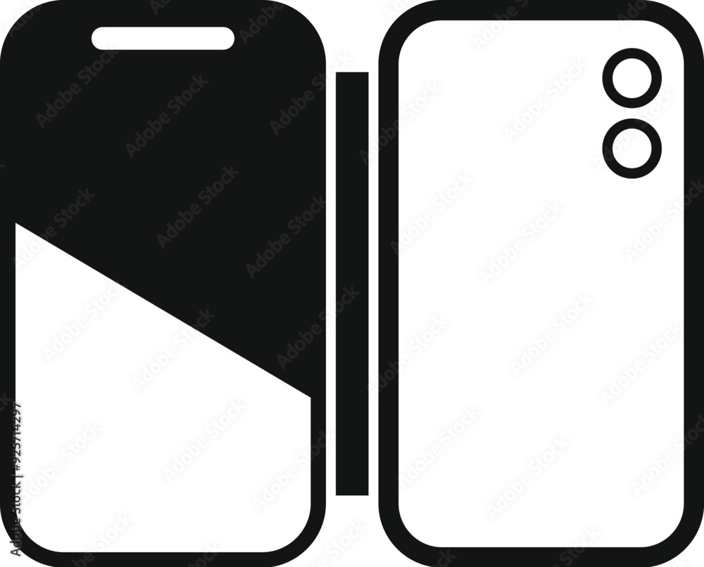 Poster simple icon of a folding smartphone being flipped open, showing its blank screen