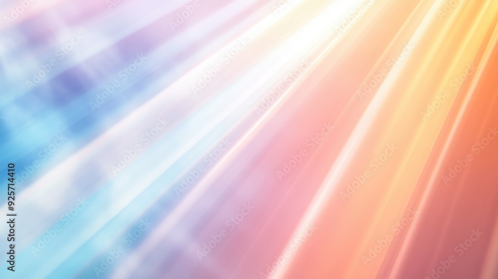 Poster abstract background with soft, warm light rays illuminated by a pastel gradient, ideal for a gentle 