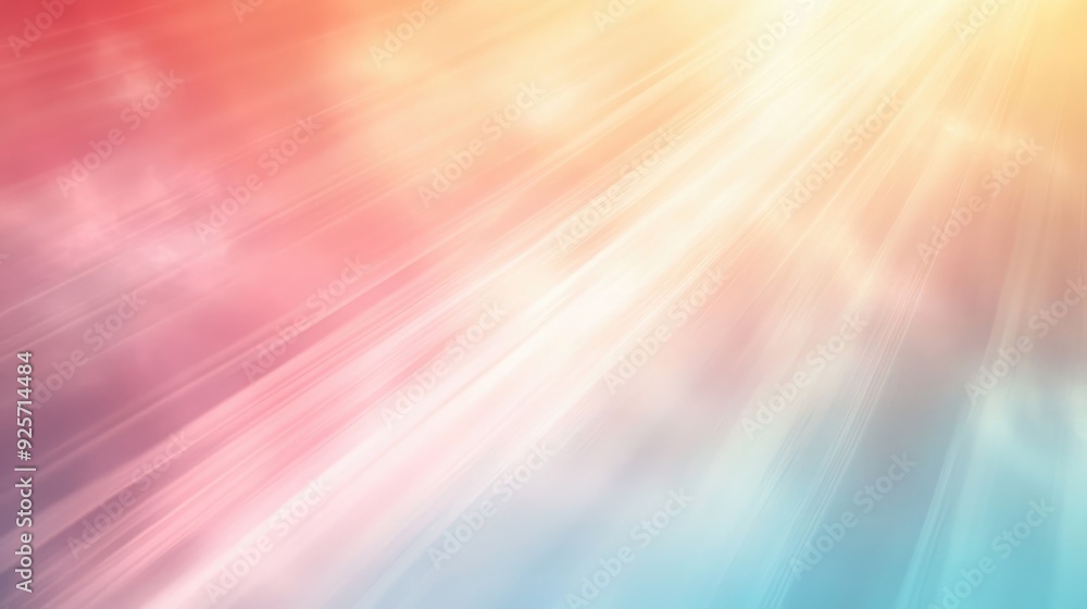 Poster abstract background with soft, warm light rays illuminated by a pastel gradient, ideal for a gentle 
