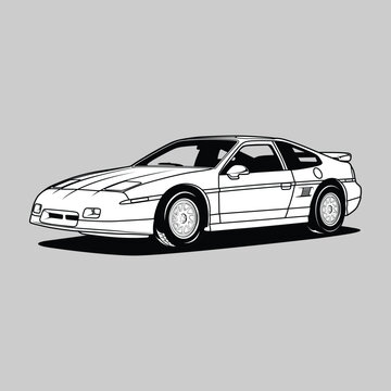 recommend clip art: Black and White view car vector illustration for conceptual design