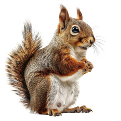 A Close-Up Portrait of a Curious Squirrel with a Fluffy Tail