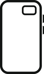 Simple line art icon of a smartphone from the back, showing the camera and side buttons