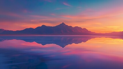 Fototapeta premium Vibrant Sunset Over Reflective Lake