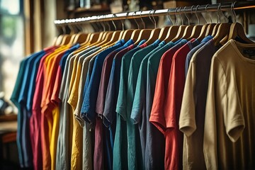 Obraz premium Colorful Shirts on Hangers