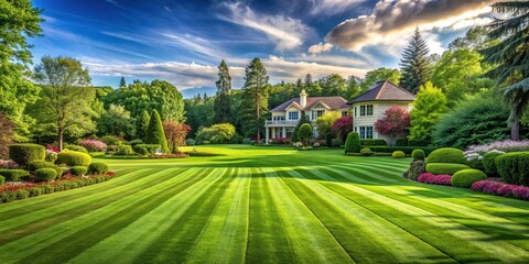 Fototapeta premium Pristine Lawnscape: spotless, manicured, green, lush, smooth, formal