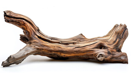 driftwood log isolated on white
