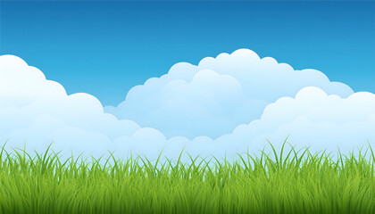 Obraz premium 蓝天白云下的绿色草地