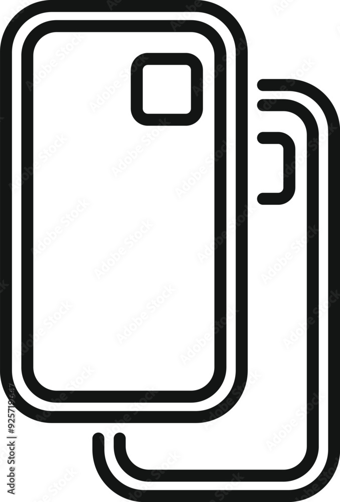 Poster smartphone connecting to another with nfc technology icon outline vector