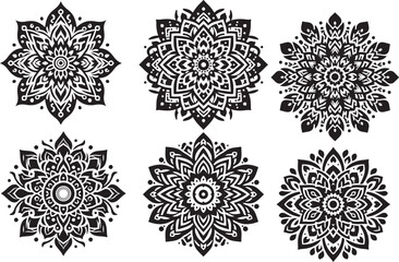 6 Mandala  Black and White Logo Vector Art – SVG Design.

This is a printable SVG design file. You can easily print on t-shirts, hoodies, mugs, bags, posters, walls, etc.
