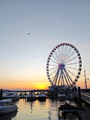 ferris wheel at sunset