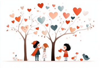 Fototapeta premium Heartfelt Family Love Vector Collage with Romantic Scenes and Soft Colors