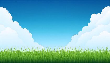 Obraz premium 蓝天白云下的绿色草地