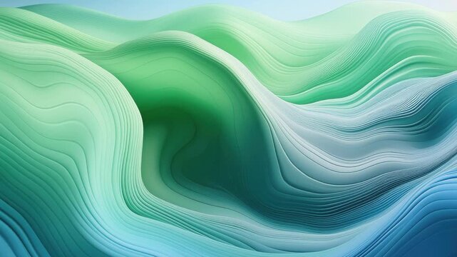 Abstract blue and green waves on a blue background animation