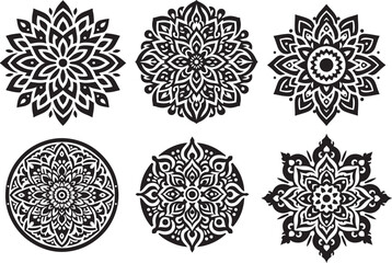 6 Mandala  Black and White Logo Vector Art – SVG Design.

This is a printable SVG design file. You can easily print on t-shirts, hoodies, mugs, bags, posters, walls, etc.
