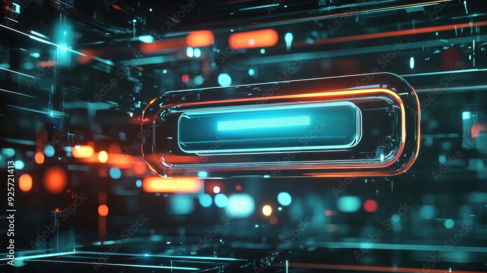 Poster futuristic 3d search bar in virtual reality environment - concept of immersive search experiences