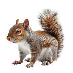 A Close-Up Portrait of a Grey Squirrel with a Bushy Tail