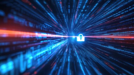 Obraz premium Futuristic 3D Search Bar Speeding Through Data Tunnel - Concept of Rapid Search Engine Processing
