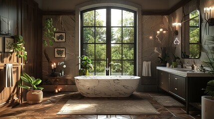 Minimalist Scandinavian bathroom with light wood and soft tones