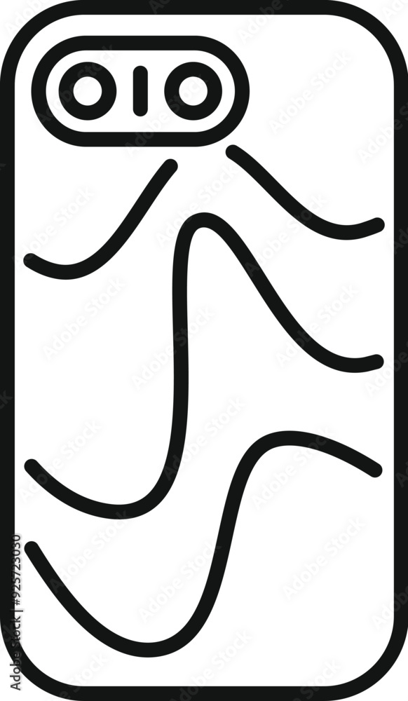 Poster simple line icon of a smartphone back case featuring a minimalist wavy lines design