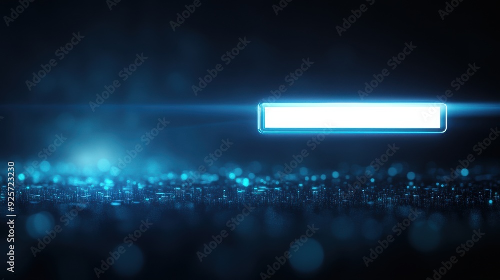 Poster illuminated 3d search bar in virtual environment: symbolizing clarity and precision in searching