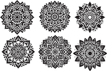 6 Mandala  Black and White Logo Vector Art – SVG Design.

This is a printable SVG design file. You can easily print on t-shirts, hoodies, mugs, bags, posters, walls, etc.

