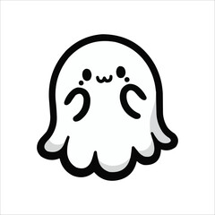cute Halloween silhouette ghost vector