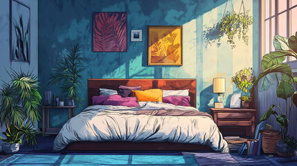 Arranging the bedroom for a good nights sleep.