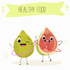 Cute funny guava character vector illustration.