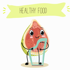 Cute funny guava character vector illustration.
