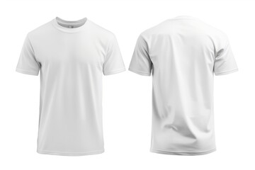 Blank white t-shirt mockup, front and back view