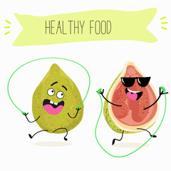 Cute funny guava character vector illustration.