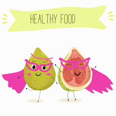 Cute funny guava character vector illustration.