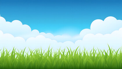 Obraz premium 绿草地上方的蓝天白云田园景色