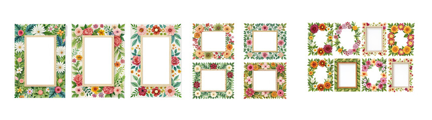 Floral Photo Frame on Transparent Background &ndash; High-Quality PNG