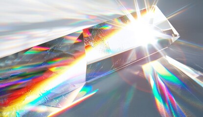 Glass triangular prism reflected sunlight