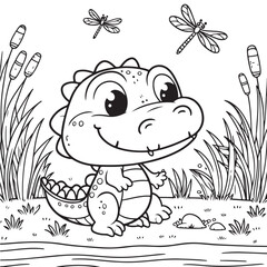 coloring book with dinosaur