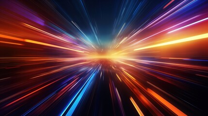 Obraz premium Abstract background of colorful light streaks radiating outward.