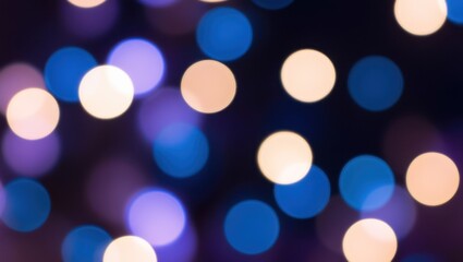 Fototapeta premium Soft, blurred bokeh lights in blue and purple create a magical atmosphere, perfect for festive celebrations and enhancing visual aesthetics