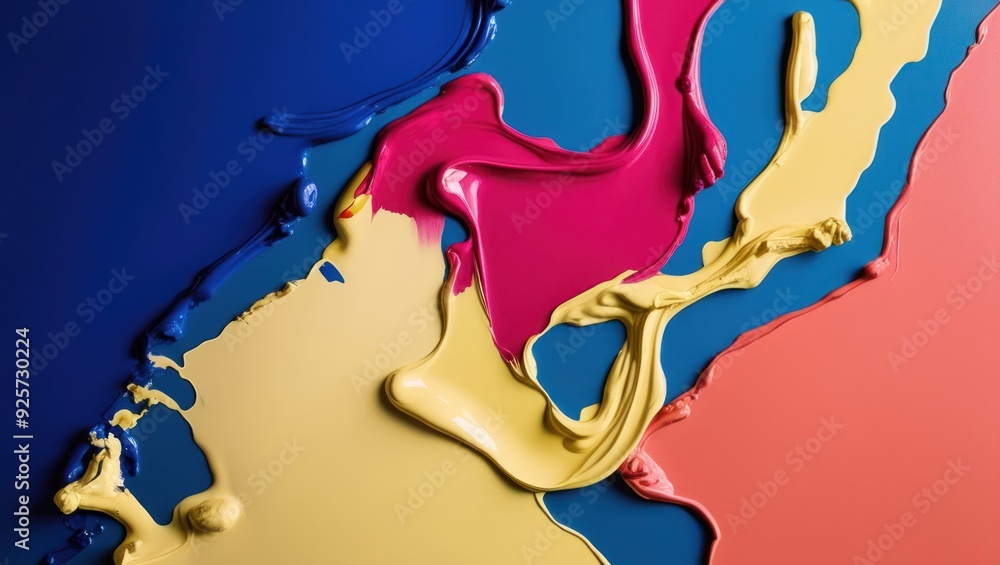 Poster vibrant paint splashes create an abstract design, showcasing a dynamic blend of colors perfect for c