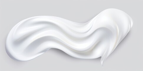 Textured cosmetic smear of white cream isolated on white background. Concept of health and wellbeing. Flat lay style with copy space