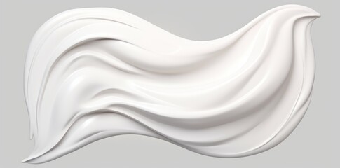 Textured cosmetic smear of white cream isolated on white background. Concept of health and wellbeing. Flat lay style with copy space