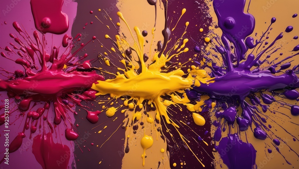 Poster vibrant paint splashes create a dynamic abstract composition, showcasing creativity and artistic exp