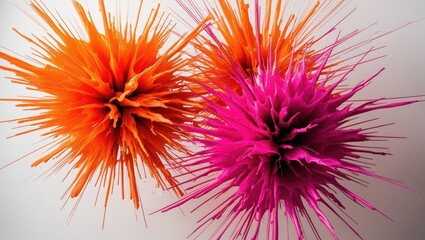 Obraz premium Bright explosion of orange and pink splashes creates a dynamic, artistic feel, perfect for promotional materials, decor, or creative projects
