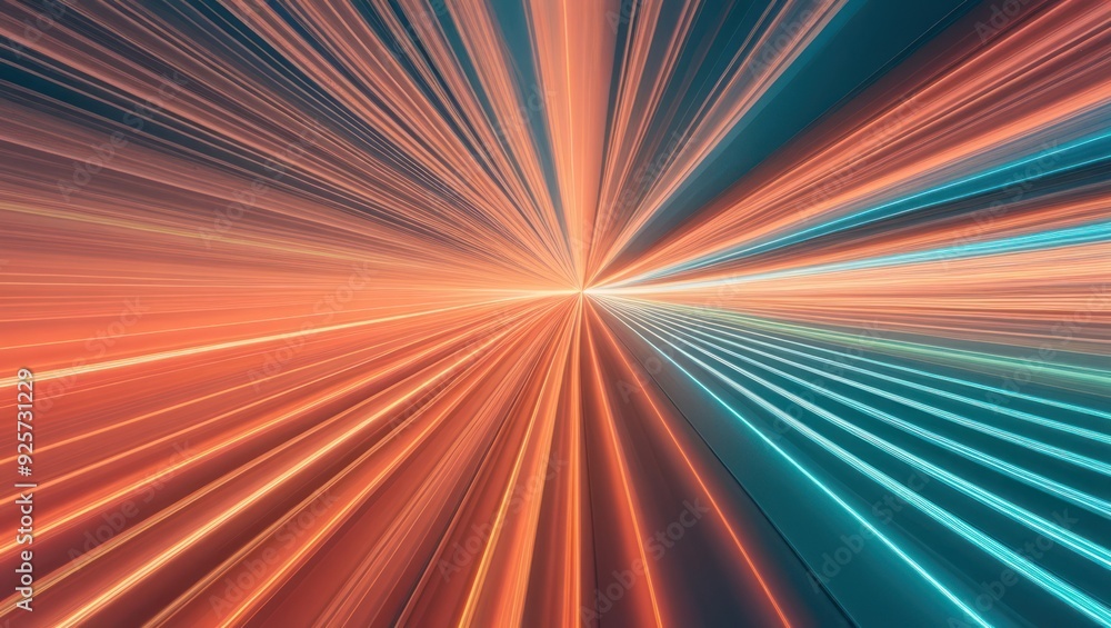 Poster vibrant dynamic light rays radiating from center, creating an energetic and futuristic atmosphere id